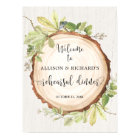 Rustic greenery rehearsal dinner welcome sign