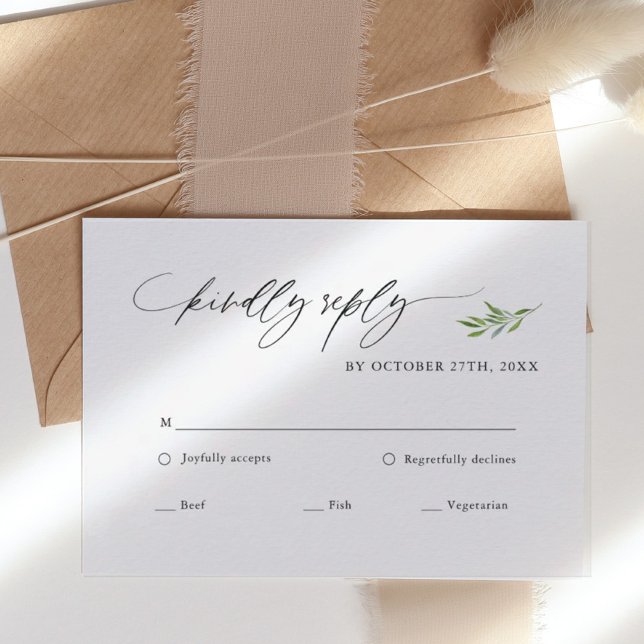 Rustic Greenery Rustic Wedding RSVP Card (Creator Uploaded)