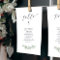Rustic greenery script table number seating chart
