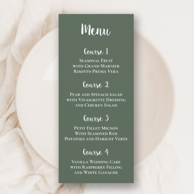 Rustic Greenery Simple Calligraphy Modern Wedding Menu (Creator Uploaded)