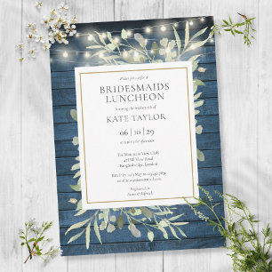 Rustic Greenery String Lights Bridesmaids Luncheon Invitation
