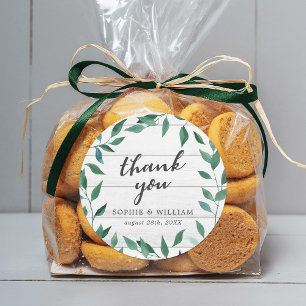 Rustic Greenery Thank You Classic Round Sticker