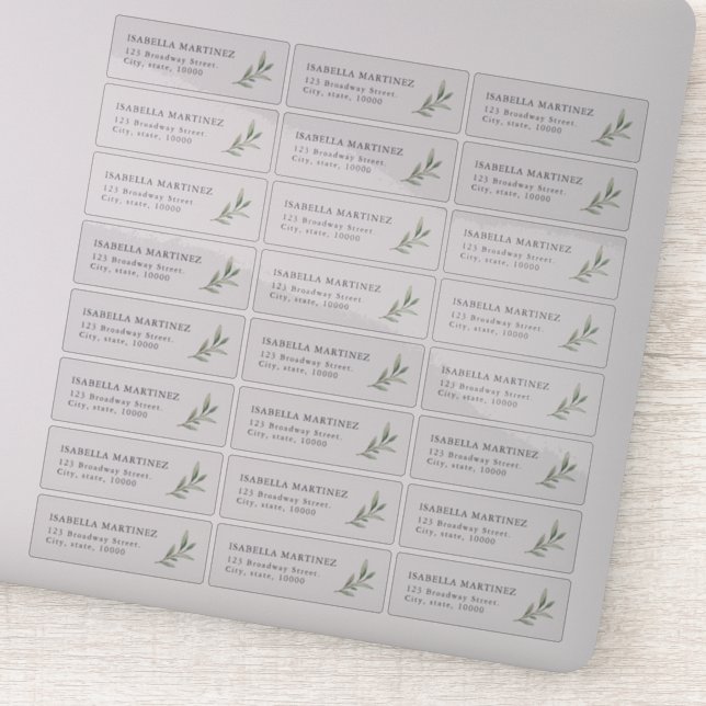 Rustic greenery transparent return address label (Detail)