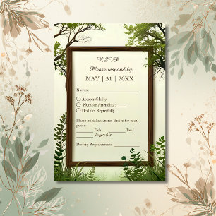 rustic Greenery Tree Frame RSVP Card