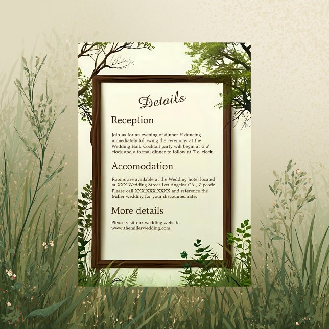 rustic Greenery Tree Frame wedding  Enclosure Card (Creator Uploaded)