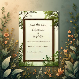 rustic Greenery Tree Frame wedding safe the date 