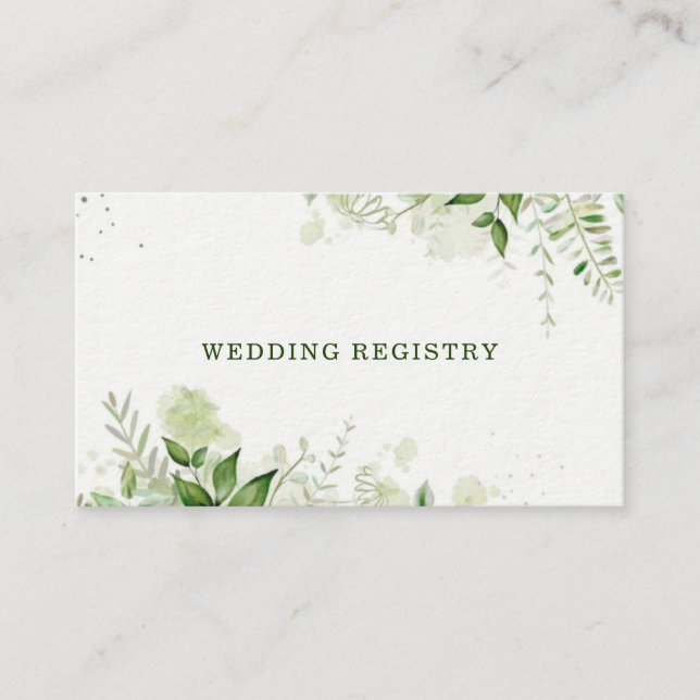 Rustic Greenery Vineyard Wedding Registry Business Business Card (Front)