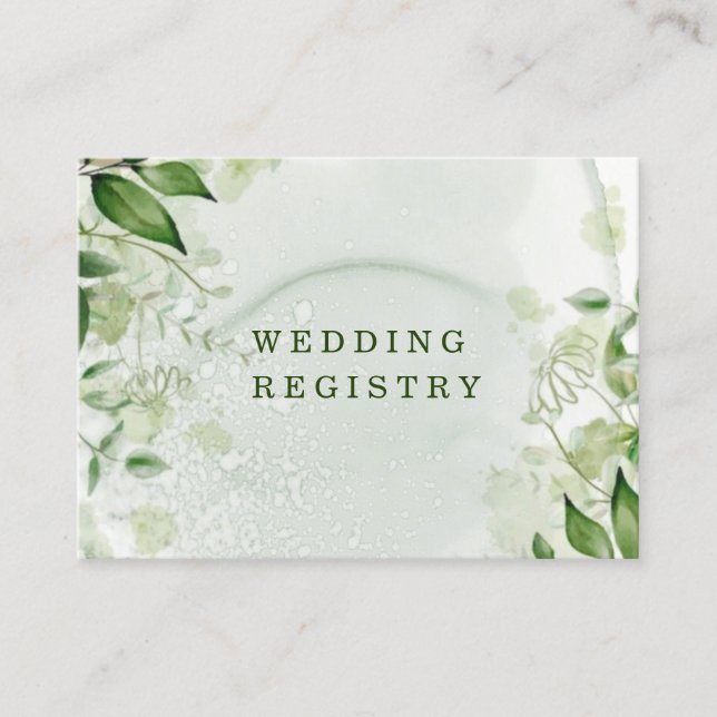 Rustic Greenery Vineyard Wedding Registry Business Card (Front)