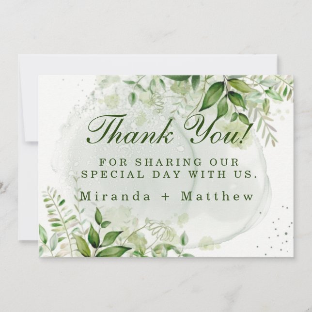 Rustic Greenery Vineyard Wedding Thank You Cards (Front)