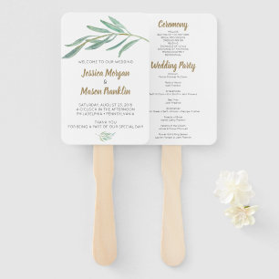 Rustic Greenery Wedding Fan Program