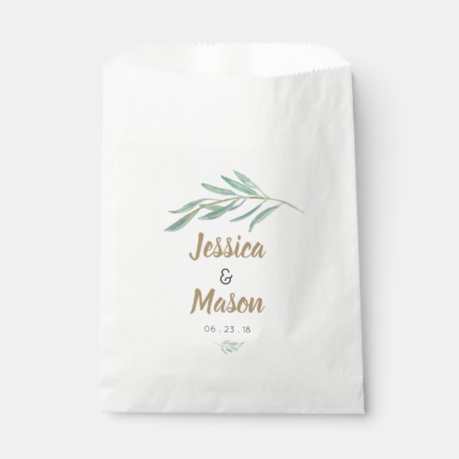Rustic Greenery Wedding Favour Bag (Front)