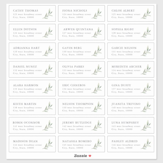 Rustic greenery wedding guest address label (Sheet)
