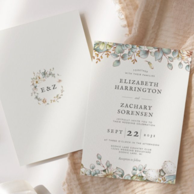 Rustic Greenery Wedding Invitation (Creator Uploaded)