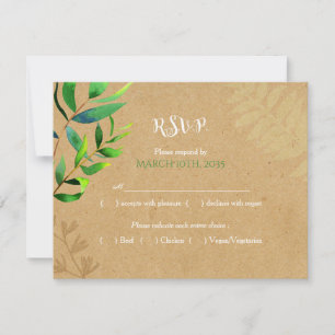 Rustic Greenery Wedding Meal Choice RSVP Card