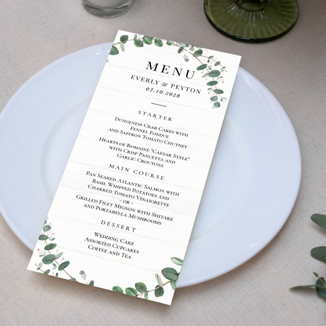 Rustic Greenery Wedding Menu Card (Creator Uploaded)