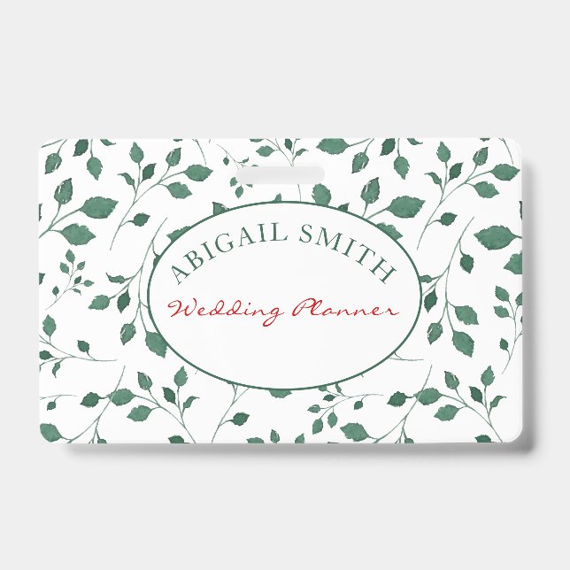 Rustic Greenery |  Wedding or Business Name ID Badge (Front)