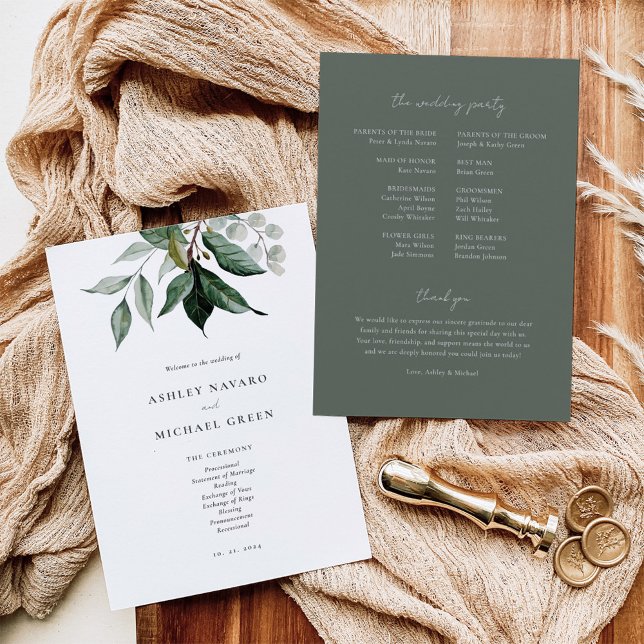 Rustic Greenery Wedding Program (Creator Uploaded)