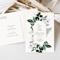 Rustic Greenery Wedding Save the Date Postcard