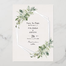 Rustic Greenery Wedding Save The Date Real Silver
