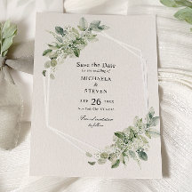 Rustic Greenery Wedding Save The Date Real Silver