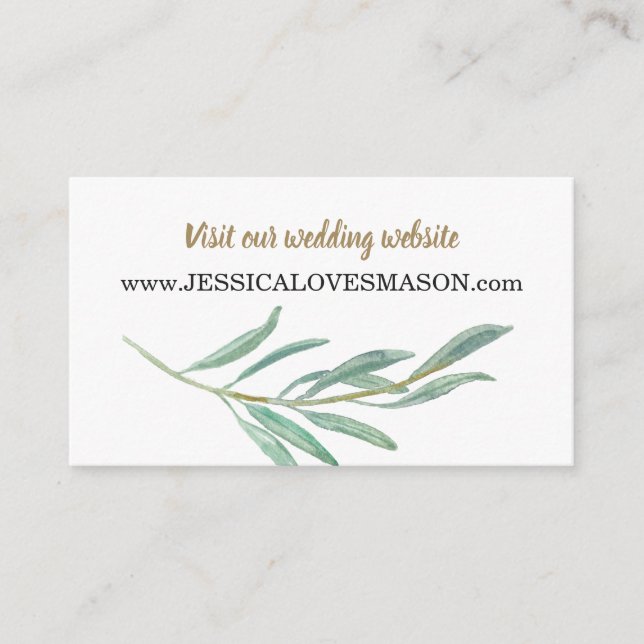 Rustic Greenery Wedding Website Insert Card (Front)