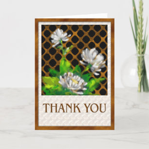 Rustic Greenery White Daisies Floral Thank You Card