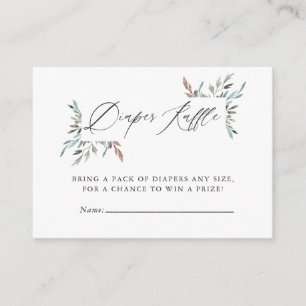 Rustic Greenery Winter Baby Shower Diaper Raffle Enclosure Card