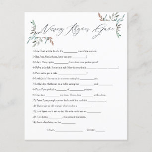 Rustic Greenery Winter Baby Shower Game