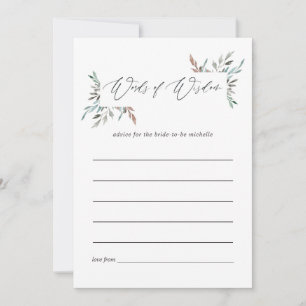 Rustic Greenery Winter Bridal Shower Advice Card