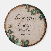 Rustic Greenery & Wood Slice Wedding Thank You