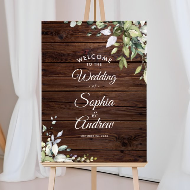Rustic Greenery Wood Wedding Welcome Poster (Creator Uploaded)