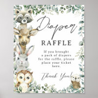 Rustic Greenery Woodland Animals Diaper Raffle 