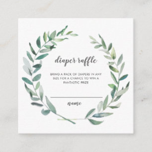 Rustic Greenery Wreath Diaper Raffle Ticket Enclosure Card