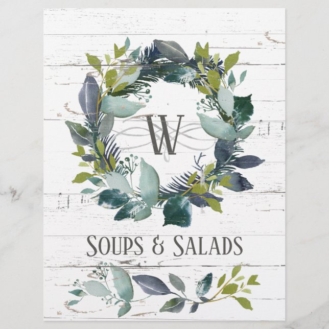 Rustic Greenery Wreath Recipe Organiser Divider (Front)
