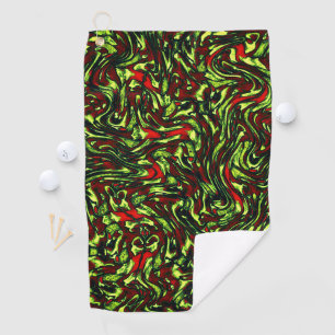 Rustic greenish yellow and vivid red curves golf towel
