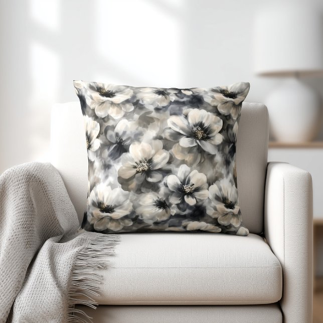 Rustic Grey and Beige Floral Cushion (Creator Uploaded)