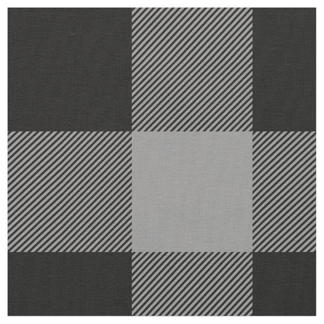 Rustic Grey and Black Buffalo Plaid Fabric (Close Up)