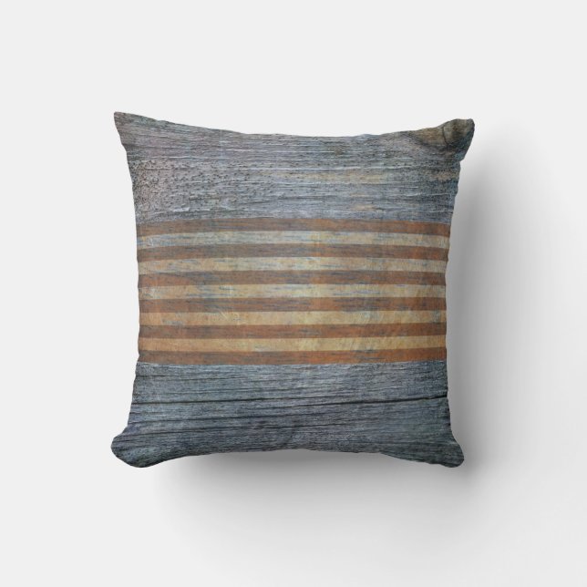 Rustic Grey Barn House Woodgrain Cushion (Front)
