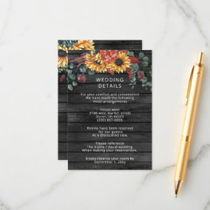Rustic Grey Barn Wood Country Sunflowers Wedding Enclosure Card