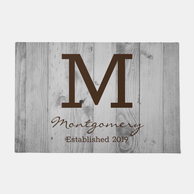 Rustic Grey Barn Wood Planks Personalised Doormat (Front)