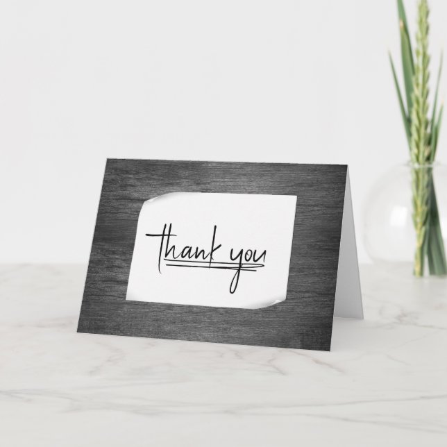 Rustic Grey Barnwood Thank You Card (Front)