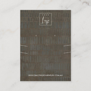 RUSTIC GREY BRONZE LINE NECKLACE EARRING DISPLAY BUSINESS CARD