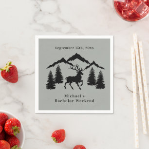 Rustic Grey Buck Hunting Bachelor Weekend Napkin