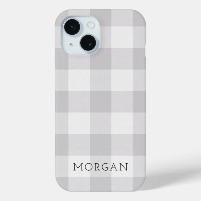 Rustic Grey Buffalo Check Monogram Case-Mate iPhone Case (Back)