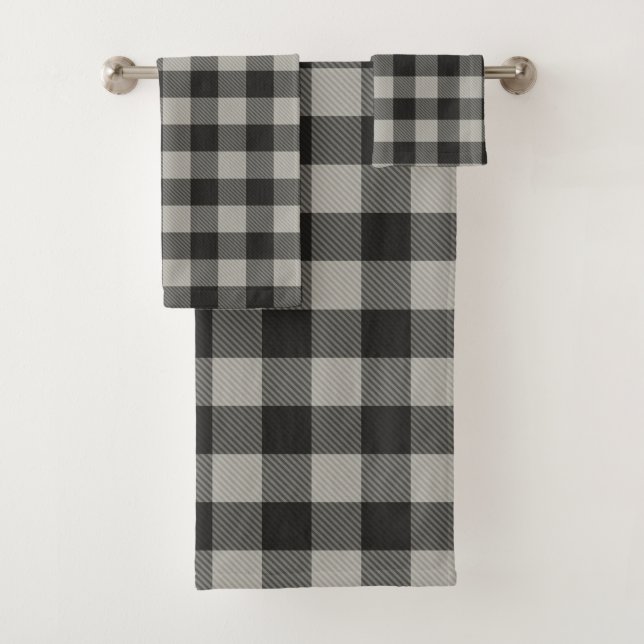 Rustic Grey Buffalo Plaid Bath Towel Set (Insitu)