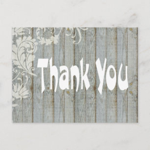 Rustic Grey Distressed Wood Thank You Postcard