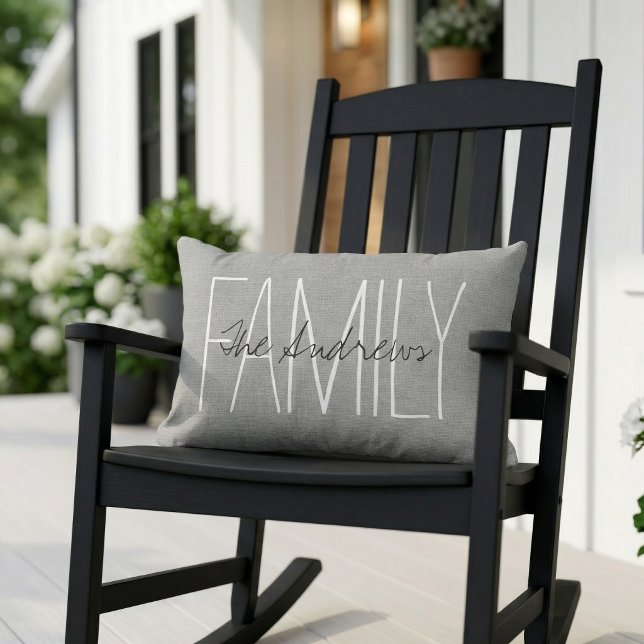 Rustic Grey Family Monogram Lumbar Cushion (Creator Uploaded)