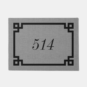 Rustic Grey Greek Key Personalised Address Number Doormat