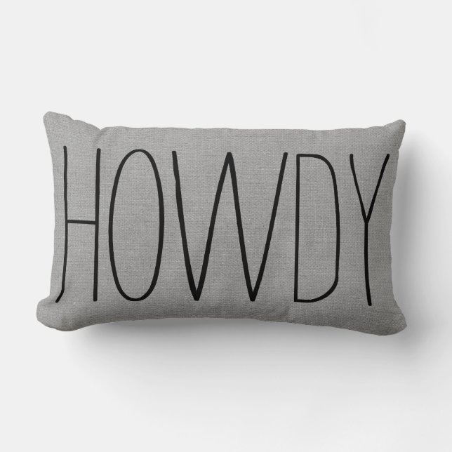 Rustic Grey Howdy Lumbar Cushion (Front)