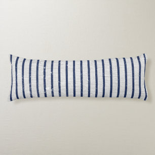 Rustic Grey Linen & Navy Blue Stripes Pattern Body Cushion
